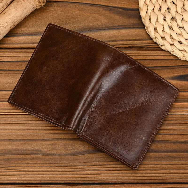 Мъжки портфейл от естествена кожа, бифолд с RFID защита, монетник с цип, първи слой телешка кожа