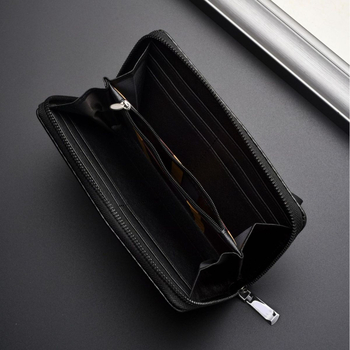 PU мъжки портфейл с антикрадба, карбонова шарка, голям капацитет и много отделения за карти