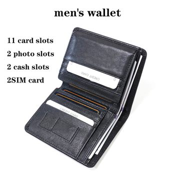 Мъжки портфейл от естествена кожа, ултра тънък, вертикален дизайн, защита срещу кражба, подплата полиестер