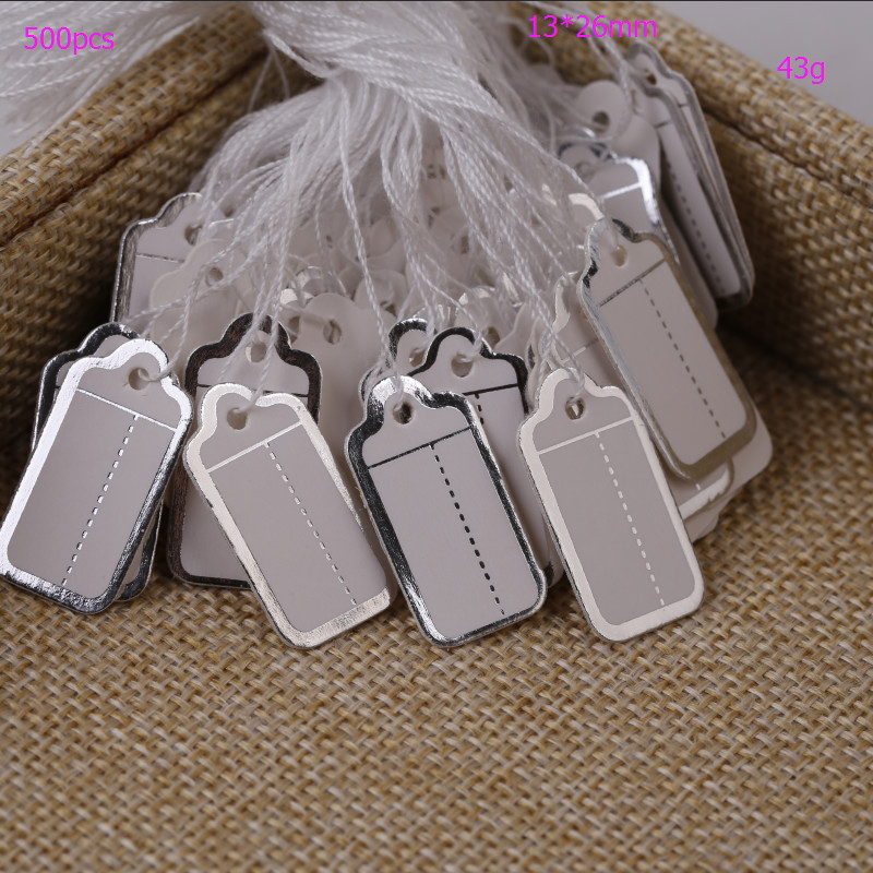 Papuošalų kainų etikete, stačiakampė su taškine linija, popierius, 500 vnt./pakuotė, skirtas papuošalų demonstravimui, kilmė Guangzhou, svoris 43 g/pakuotė