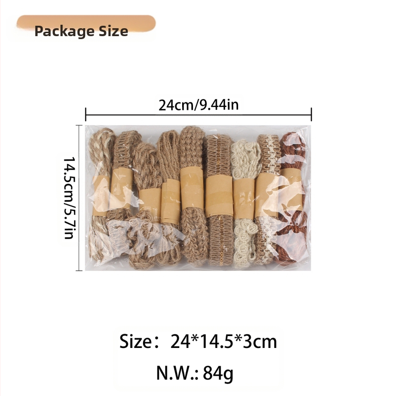 Hongfeng konopju auduma lente ruļlis iepakojumam un dekoriem — roku darbs, 92 g