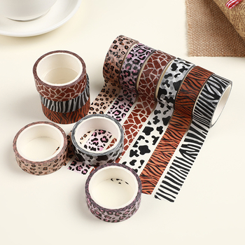 Dzīvnieku rakstu washi lente – Zebra, Leoparda un Tīģera motīviem, paredzēta dienasgrāmatai – biezums 0.5 mm, substrāts: papīrs, zīmols Chun Su