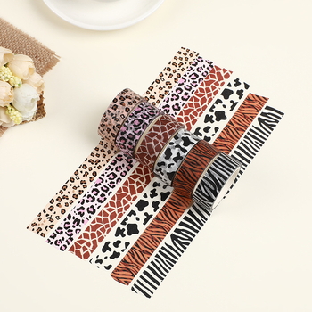 Dzīvnieku rakstu washi lente – Zebra, Leoparda un Tīģera motīviem, paredzēta dienasgrāmatai – biezums 0.5 mm, substrāts: papīrs, zīmols Chun Su