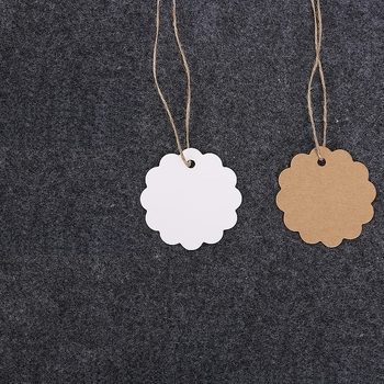 DIY подаръчни етикети, неравни кръгли дантелени празни етикети със самозалепваща облицовка върху покрит картон, 100 бр. + 20 м конопено въже, персонализируеми