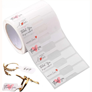 Стикери за цена на бижута, 500 броя в ролка, самозалепваща хартия с покритие, лепило с топяща се смола, устойчивост на температура до 80°C