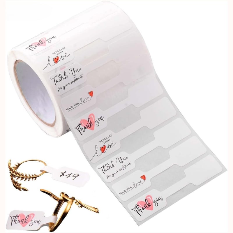 Стикери за цена на бижута, 500 броя в ролка, самозалепваща хартия с покритие, лепило с топяща се смола, устойчивост на температура до 80°C