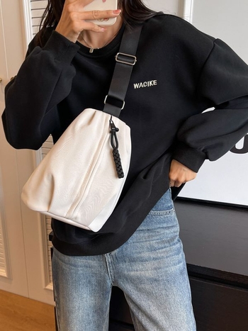 Női táska – városi minimalista stílus, vászon, bucket bag zárással