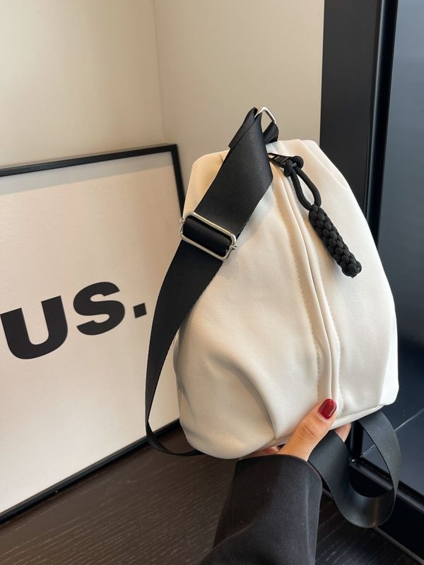 Női táska – városi minimalista stílus, vászon, bucket bag zárással