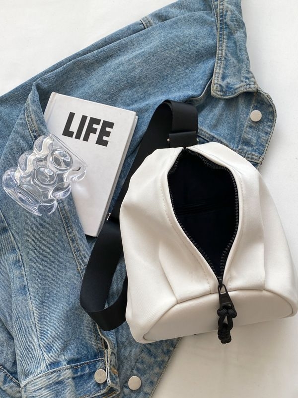 Női táska – városi minimalista stílus, vászon, bucket bag zárással