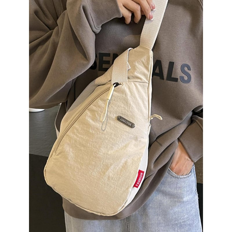 Geantă de piept pentru bărbați din nylon, căptușeală nylon, primăvara 2024, pentru călătorii de recreere