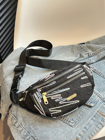 Krūšu soma ar plisējumu, viegla, Oxford audums, rāvējslēdzējs, poliestera oderes