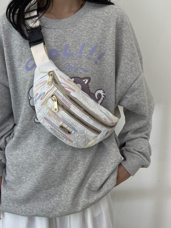 Krūšu soma ar plisējumu, viegla, Oxford audums, rāvējslēdzējs, poliestera oderes