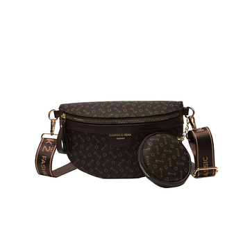 PU gatvės stiliaus crossbody krepšys su užtrauktuku, 3D išorė, ID kortelės kišenė