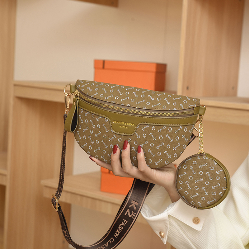 PU gatvės stiliaus crossbody krepšys su užtrauktuku, 3D išorė, ID kortelės kišenė