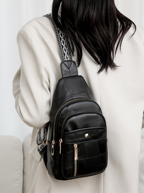 Crossbody rankinė - Europos ir Amerikos retro stilius, PU oda, 2024 rudens leidimas, užtrauktukas uždarymas, poliesterio įdaila, paslėpta kišenė su užtrauktuku + telefonui kišenė