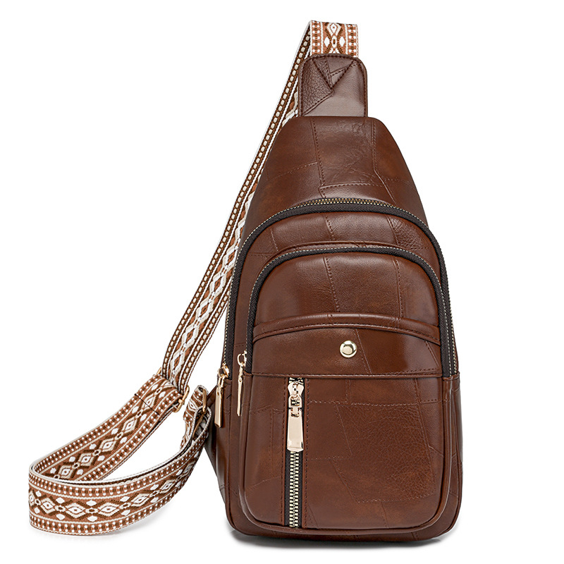 Crossbody rankinė - Europos ir Amerikos retro stilius, PU oda, 2024 rudens leidimas, užtrauktukas uždarymas, poliesterio įdaila, paslėpta kišenė su užtrauktuku + telefonui kišenė