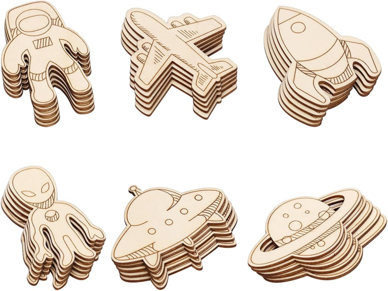 Be nem fejezett üreges űrbolygó rakéta medál DIY kézműveseknek, anyag: Poplar, kategória: kézműves medál, stílus: modern minimalizmus, otthoni dekorációhoz