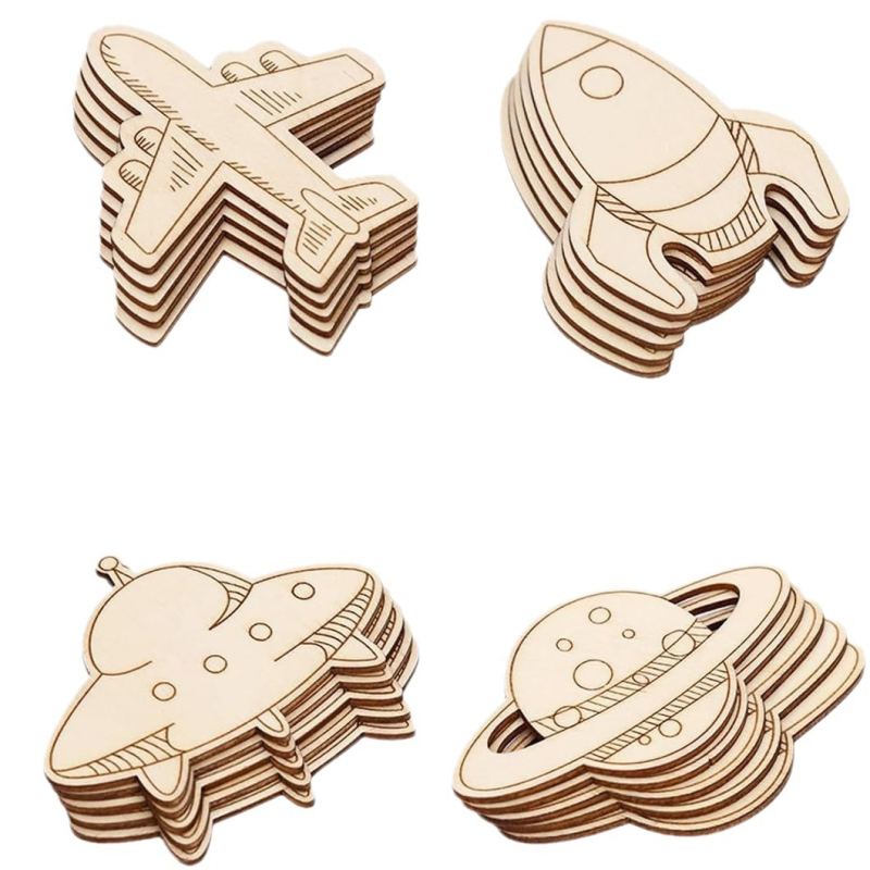 Be nem fejezett üreges űrbolygó rakéta medál DIY kézműveseknek, anyag: Poplar, kategória: kézműves medál, stílus: modern minimalizmus, otthoni dekorációhoz