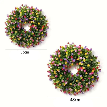 Mākslīgs eikalipta vainags durvīm, no plastmasas materiāla, izgatavots ar injekcijas formēšanu; piemērots kāzām, ārējai lietošanai, fotogrāfiju rekvizītiem un mājas noformēšanai.