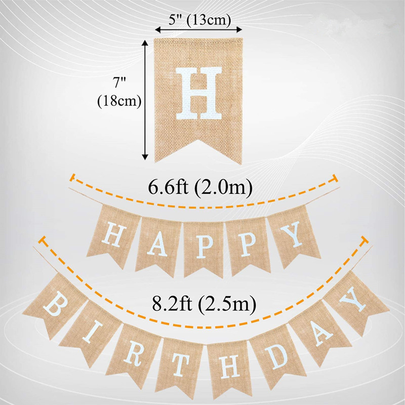 HAPPY BIRTHDAY Burlap banner – Scenska dekoracija (Materijal: Tkanina; Prilagodba: Da; Pogodno kao poslovni pokloni)