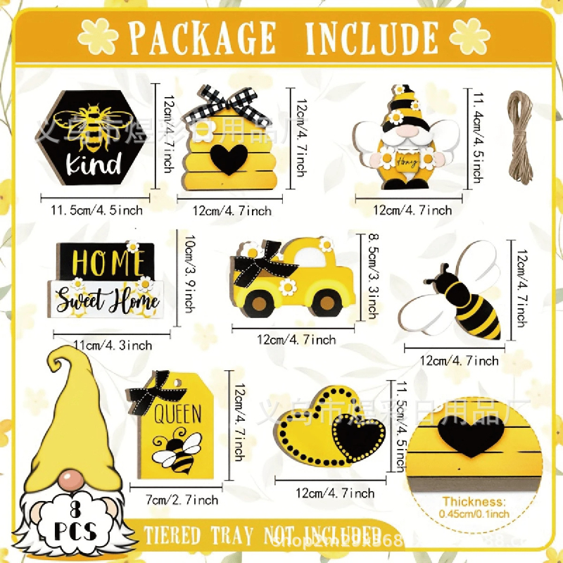 Rétegelt fa palettás dekor méhe motívummal - Yusen kézműves függők, modern minimalist stílus