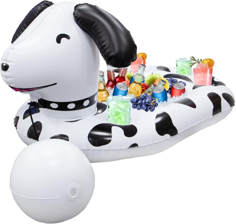 Putuojamas Ledų Baras ir Ledų Kibiras – Ananasų Šuniuko Tema, Savarankiškos Šventės, Nešiojamas Porinis Padėklas Gėrimams; Medžiaga: ekologiškas PVC; Prekės ženklas: Labeling; Kategorija: Kita