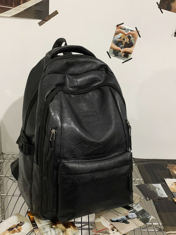 Σακίδιο PU από συνθετικό δέρμα, unisex για ταξίδια και καθημερινή χρήση, στυλ δρόμου, χωρητικότητα 20–35 L, συμβατό με φορητό 15 ιντσών, ιμάντες ώμου με αερόσακους, ανθεκτικό στις φθορές