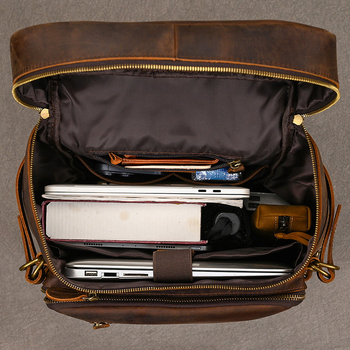 Ανδρικό σακίδιο πλάτης από δέρμα Crazy Horse Retro — χωρητικότητα 36-55 L, γνήσιο δέρμα, καμπύλη ιμάντα ώμου, αναπνεύσιμο και αδιάβροχο με επένδυση πολυεστέρα-βαμβάκι