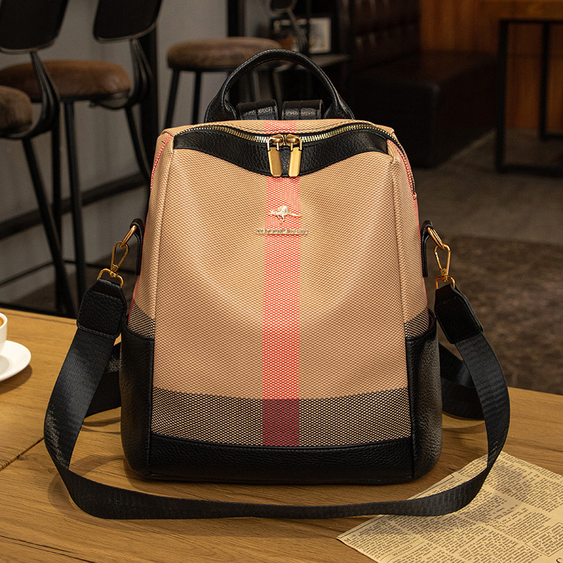 Rucsac feminin PU antifurt, cu fermoar și buzunare interioare: buzunar secret cu fermoar, buzunar pentru telefon, buzunar pentru card de identitate, cu strat interior