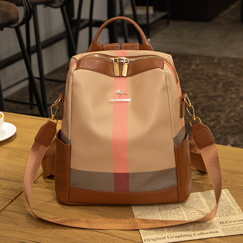 Rucsac feminin PU antifurt, cu fermoar și buzunare interioare: buzunar secret cu fermoar, buzunar pentru telefon, buzunar pentru card de identitate, cu strat interior