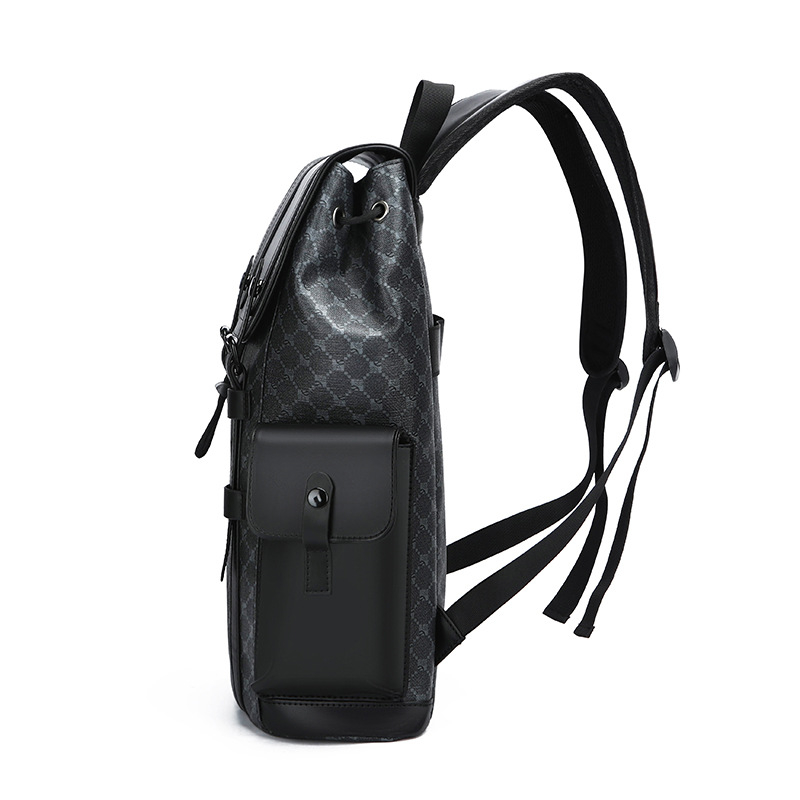 Férfi hátizsák PU‑ból — városi stílusú laptop táska, 20-35L, vízálló, illeszkedik 15 hüvelykes laptophoz, görbült vállpántok