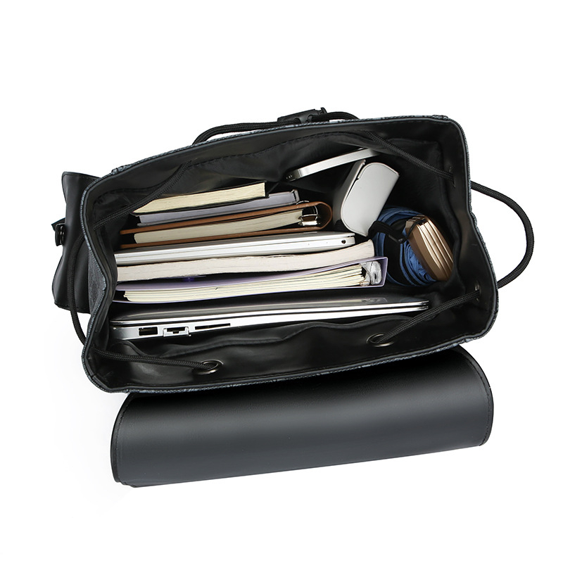 Férfi hátizsák PU‑ból — városi stílusú laptop táska, 20-35L, vízálló, illeszkedik 15 hüvelykes laptophoz, görbült vállpántok