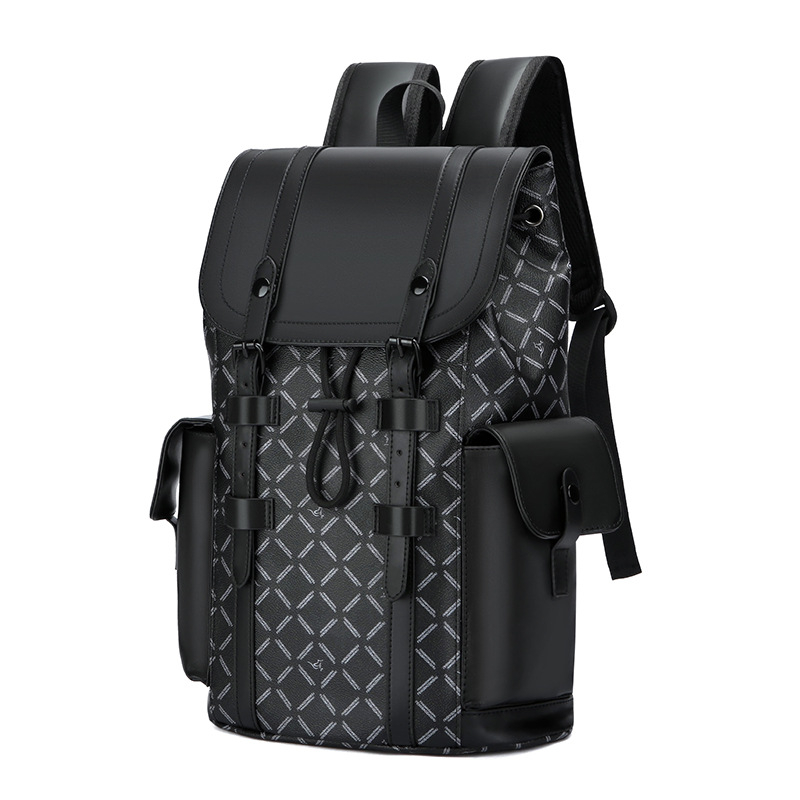 Férfi hátizsák PU‑ból — városi stílusú laptop táska, 20-35L, vízálló, illeszkedik 15 hüvelykes laptophoz, görbült vállpántok