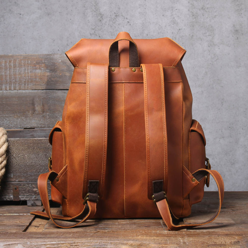 Rucsac retro din piele naturală, top layer, capacitate 20–35L, rezistent la uzură și anti-furt, brand S.worker / Sivokor, pentru călătorii de recreere și activități în aer liber