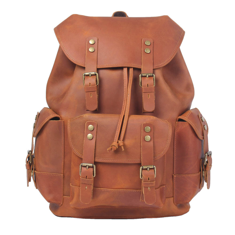 Rucsac retro din piele naturală, top layer, capacitate 20–35L, rezistent la uzură și anti-furt, brand S.worker / Sivokor, pentru călătorii de recreere și activități în aer liber