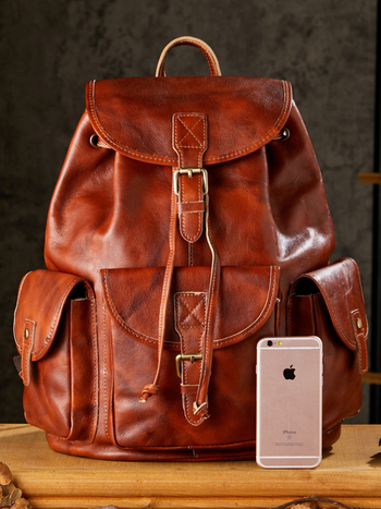 Ανδρικό δερμάτινο σακίδιο πλάτης Simple & Nature - κορυφαίο στρώμα βοοειδούς δέρματος, γνήσιο δέρμα, καμπύλες ιμάντες ώμου, χωρητικότητα κάτω από 20 L