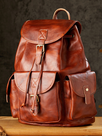 Ανδρικό δερμάτινο σακίδιο πλάτης Simple & Nature - κορυφαίο στρώμα βοοειδούς δέρματος, γνήσιο δέρμα, καμπύλες ιμάντες ώμου, χωρητικότητα κάτω από 20 L