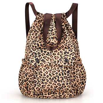 Σακίδιο με κορδόνι λεοπάρ, 20–35L από νάιλον, σχολικό/γυμναστήριο, με καμπυλωτές τιράντες, κατάλληλο για φορητό 15 ιντσών, casual ταξίδι