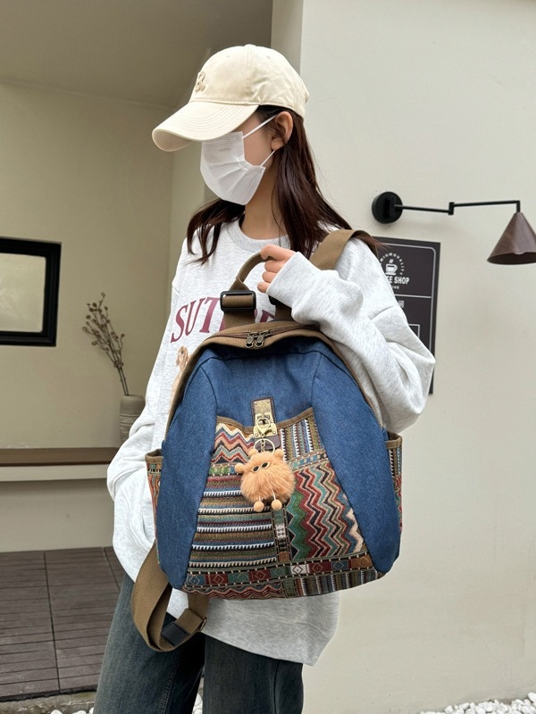 Denim utazó hátizsák, uniszex, kapacitás kevesebb mint 20L, 8 hüvelykes laptop kompatibilis, városi minimalista stílus