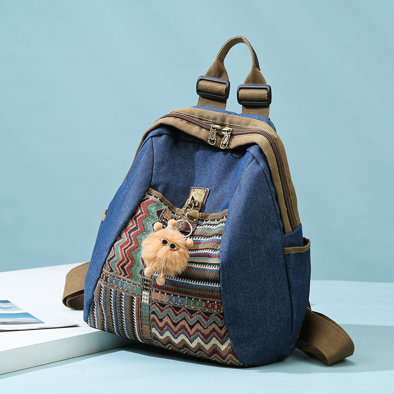 Denim utazó hátizsák, uniszex, kapacitás kevesebb mint 20L, 8 hüvelykes laptop kompatibilis, városi minimalista stílus