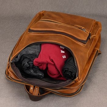 Σακίδιο από γνήσιο δέρμα Crazy Horse, unisex, μεγάλης χωρητικότητας 20–35L, αντικλοπής, για φορητό έως 15 ιντσών, καθημερινά ταξίδια και επαγγελματικά