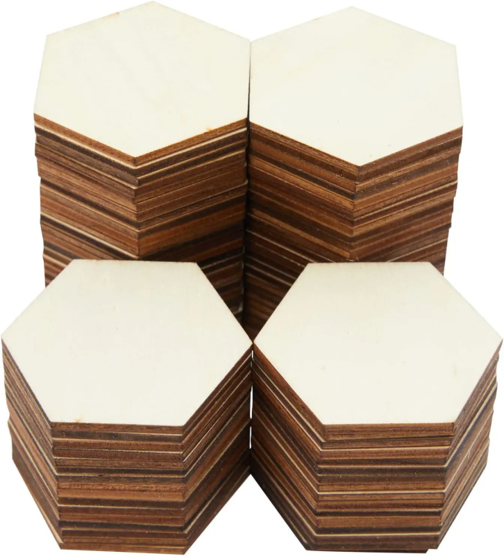 Plăci hexagonale din lemn, 100 bucăți, brand Midsummer, pentru DIY pictură pentru copii și joc de petrecere