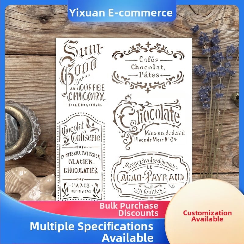 Nosaukuma plāksnes šablonu komplekts ar tukšu šablonu DIY sienu mākslai — sveķi, skulptūras process, aeros maskēšana