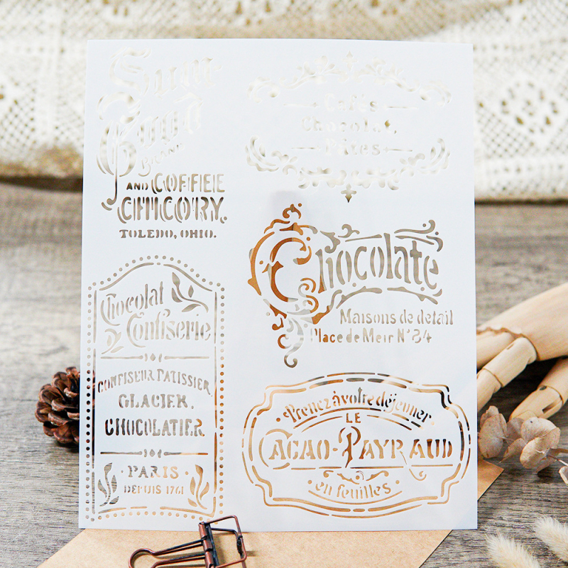 Nosaukuma plāksnes šablonu komplekts ar tukšu šablonu DIY sienu mākslai — sveķi, skulptūras process, aeros maskēšana