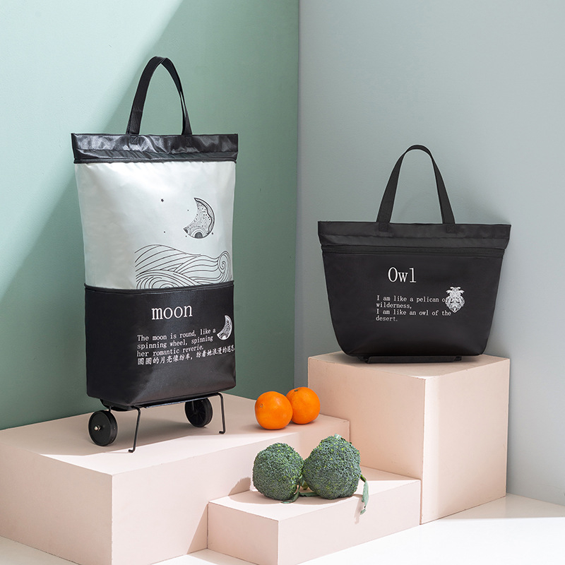 Αναδιπλούμενο καρότσι αγορών με δύο ρόδες από καμβά, φορητός σχεδιασμός, χωρητικότητα 20 kg