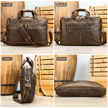 Vyrinė Crazy Horse odos verslo rankinė — didelis talpa, rankiniu būdu nešiojama, retro stilius, patvari