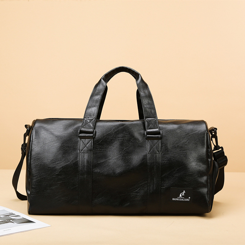 Geantă de fitness pentru bărbați cu separare umed/uscată și compartiment pentru pantofi, material PU, capacitate 20–35L, căptușeală poliester, stil urban minimalist