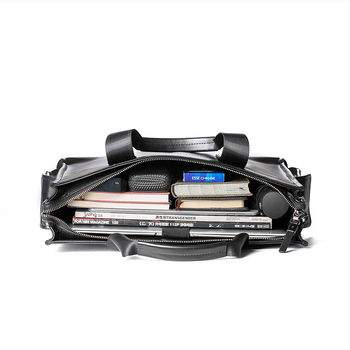 Мъжки кожен делови портфейл, модел 6586-3, стил бизнес пътуване, първи слой кравешка кожа, естествена кожа