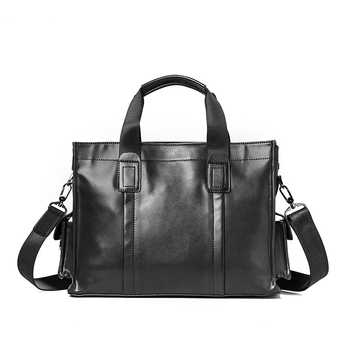 Мъжки кожен делови портфейл, модел 6586-3, стил бизнес пътуване, първи слой кравешка кожа, естествена кожа