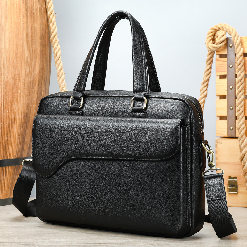 Vyrinė odinė verslo rankinė nešiojimui — miesto stilius, viršutinė odos danga, poliesterio pamušalas, atspari vandeniui